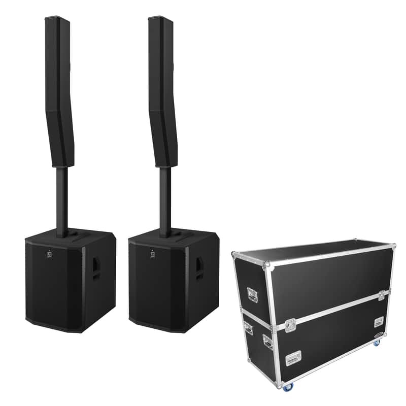 2x Electro-Voice EVOLVE 90 Powered Column Array Black + Odyssey FZEVOLVE90W Case image 1