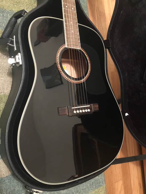 Washburn D10SB Black Glossy Acoustic Guitar With Case | Reverb