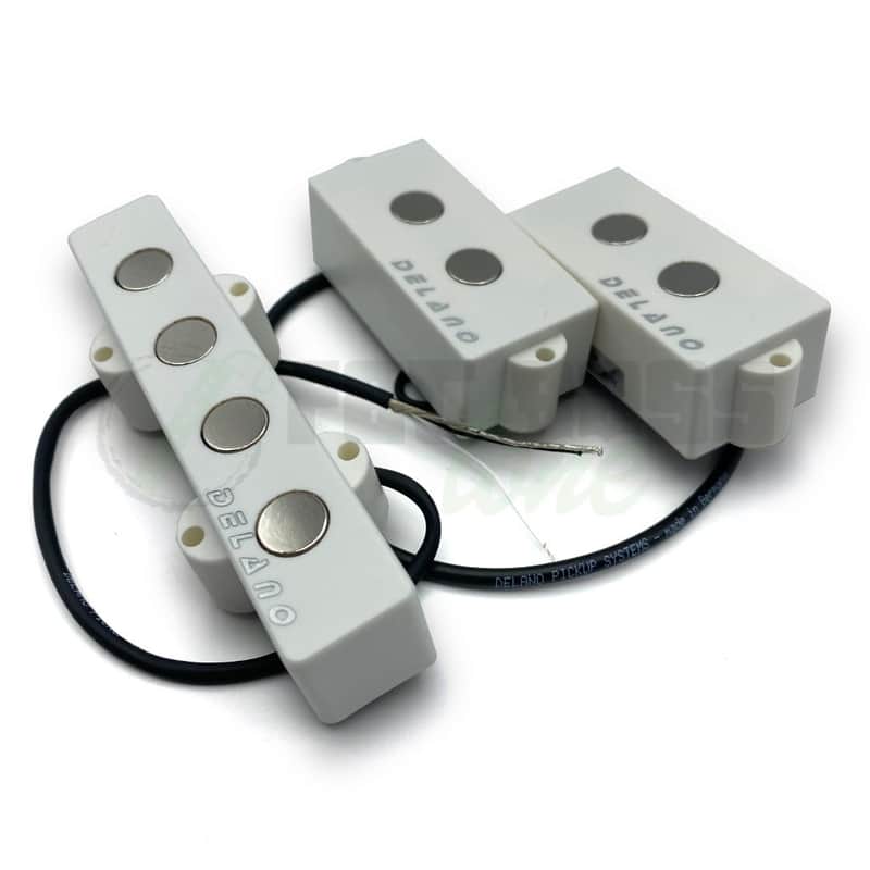 Delano PJ-MVC4 FE/M2 4 String PJ Bass Pickup Set - White Covers image 1