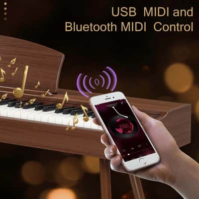 88-Key Fully Weighted Digital Piano w/ Bluetooth MIDI USB Triple Pedal & Stand image 4