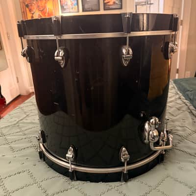 Ayotte Custom Piano black gloss wood hoop maple drum kit 22/12/14/16 image 13
