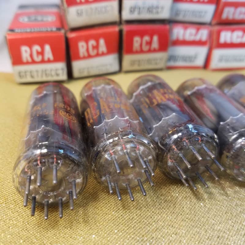 RCA Matched Pair (2) 6FQ7 tNOS AT1000 TESTED Vacuum Tubes T4 cleartop 6CG7 no divider dual triode 1964-1972 image 1