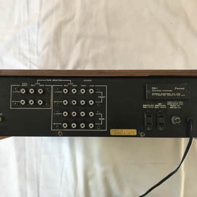 Sansui QS-1 1970’s - Black brushed aluminum faceplate, walnut finished veneer top and side image 2