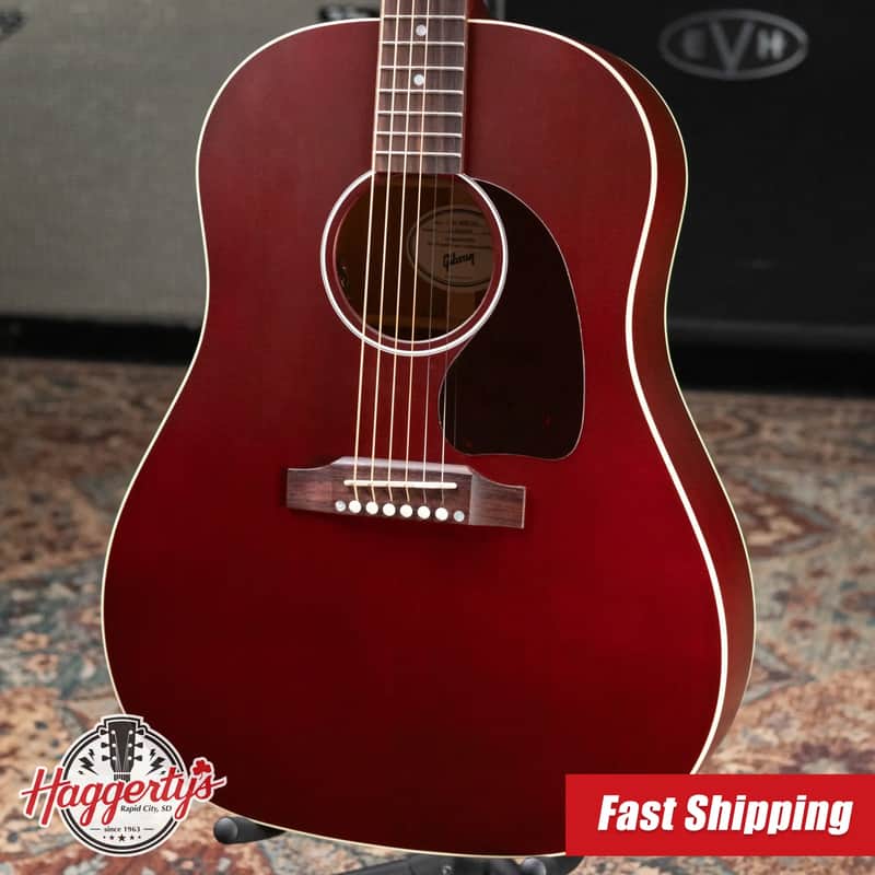 Gibson J-45 Special Dreadnought Acoustic/Electric Guitar - Satin Wine Red with Gig Bag image 1