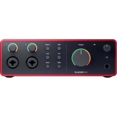 Focusrite Scarlett 4i4 USB-C Audio/MIDI Interface (4th Gen) Bundle with Studio Monitor Headphones, MXL 550/551 Microphone Ensemble Kit, Pop Filter, Mic Stand, Headphone Holder and 2x XLR Cable image 4