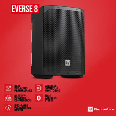 Electro-Voice EVERSE 8 8-Inch Compact 2-Way Battery Powered Loudspeaker (Black, 2-Pack) Bundle with Focus Pro Audio All-Aluminum Speaker Stand Pack and XLR Male to Female Microphone Cable image 2