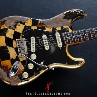 Fender American Stratocaster 60th Anniversary Diamond Edition Stratocaster Distorted Checker with Gold Leaf Aged Relic 1of1 by East Gloves Customs [Discounted by $400 Off for Limited Time Only!] image 3