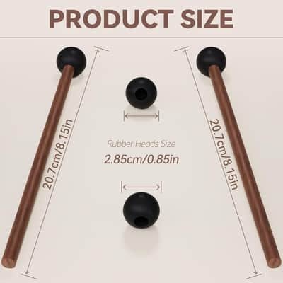 Drum Mallets, Glockenspiel Mallets, Rubber Xylophone Mallet Percussion with Wood Handle, Bell Mallets image 2