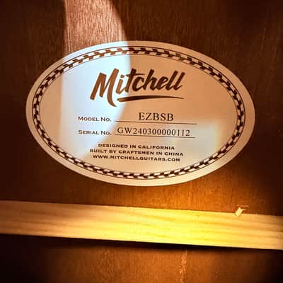 Mitchell EZB Super Short Scale Acoustic Bass Guitar Sunburst Acoustic-Electric Bass 2024 image 3