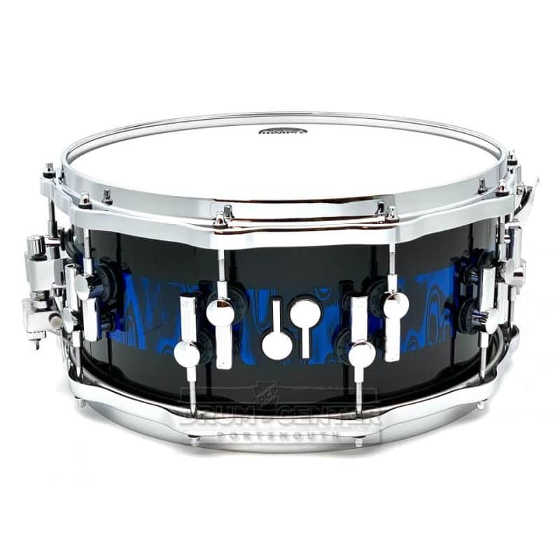 Sonor SQ2 Maple Medium Snare Drum 14x6.5 Blue Tribal Stripes image 1