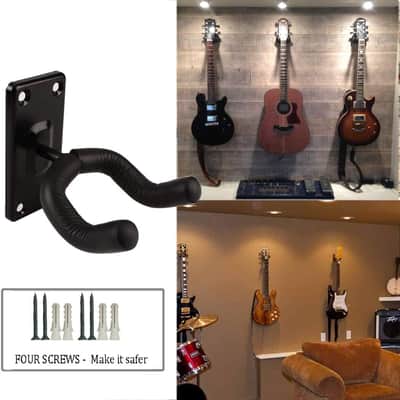 Guitar Wall Hanger Mount 5 Pack Guitar Hangers for Wall Black Guitar Hook Holder for Acoustic Electric Bass Guitar and More image 2
