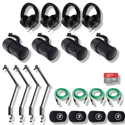 Mackie DLZ Creator Digital Mixer with 4x EM-99B Dynamic Microphones, MC-150 Professional Closed-Back Headphones, DB-200 Microphone Boom Arms, 1x microSD Card and StreamEye Cloth image 2