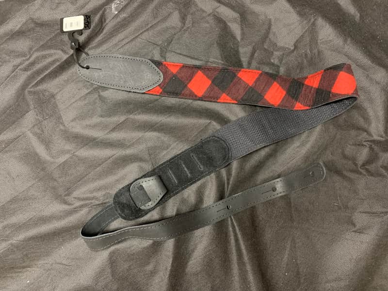 LM CF-BKR Cabin Fever 2" Flannel Black/Red Guitar Strap NEW. image 1