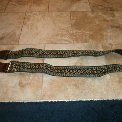 Vintage 1960's Ace-Style Guitar Strap! Green, Yellow, White! image 1