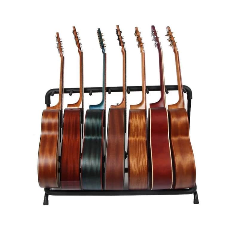 7-Slot Folding Multiple Guitar Bass Holder Rack Stand US Stock image 1