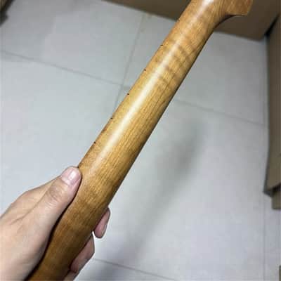 Low price 24 inch short scale Roasted flame Maple Guitar neck 22 fret Parts image 4