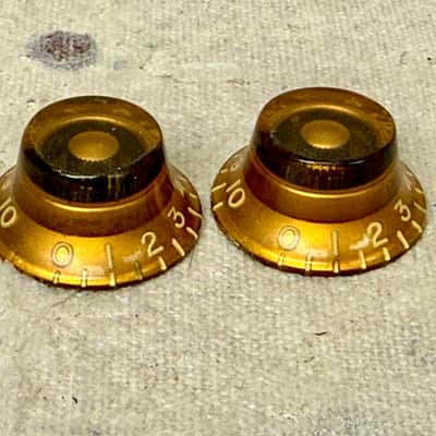 1950's Gibson Guitar Gold Bonnet Knobs Set of 2 Les Paul Burst ES 335 1955-1960 image 3
