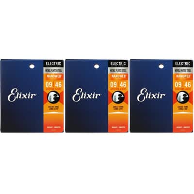 Elixir Strings 12027 Nanoweb Electric Guitar Strings - .009-.046 Custom Light (3-pack) image 1
