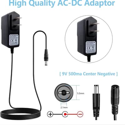 9V DC 500mA Power Supply Center Negative for Guitar Pedals 9 Volt AC DC Power Cord Adapter for Behringer Boss Zoom 1 Spot image 3