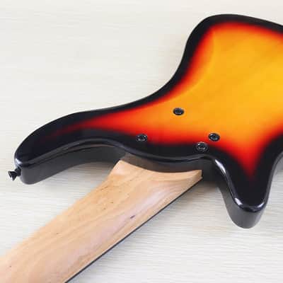 Sunburst 6 String Electric Bass, Solid Basswood Body, Maple Neck 24 Frets image 7