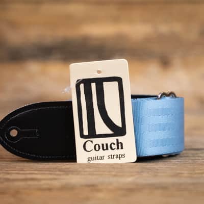 Couch Light Blue Recycled Seatbelt Guitar Strap image 1