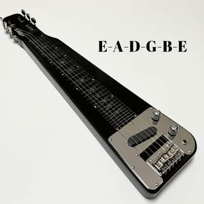 Amuic Lap Steel Guitar, Slide Steel Guitar Electric, 6 Strings Slotted Head Stock Guitars with Gig Bag & Slide Bar (Black) image 4