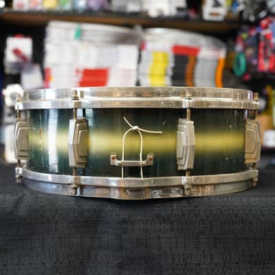 1938 Ludwig & Ludwig 'King Louie' 5x14" 3ply Snare Drum - Green & Gold Duco image 3