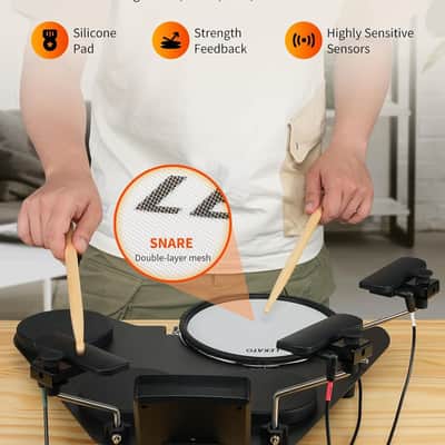 LEKATO Electronic Drum Set Portable Electric Drum Set for Beginner with Quiet Mesh Snare Drum Pads image 2
