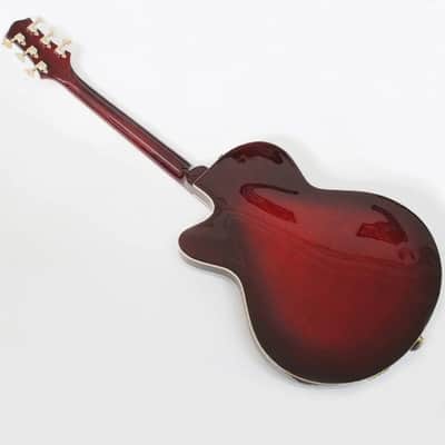 Wine Red Hollow Body Jazz Electric Guitar, Dual Humbuckers, Gold Hardware image 6