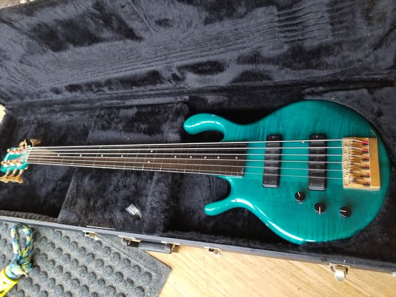 Pedulla MVP-6 Hexabuzz Fretless 6 String Left-Handed 1993 Green/Blue image 1