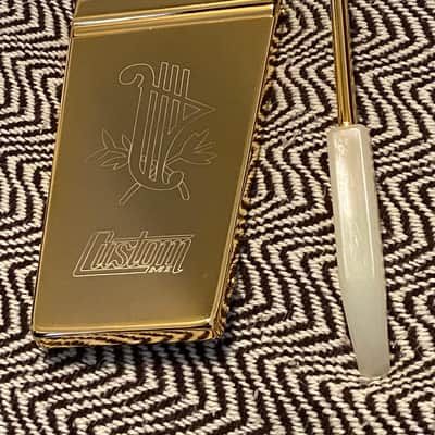 BEAUTIFUL Custom MI Engraved Vibrola - Got an SG, Firebird, Les Paul or ES type series that's NOT Gibson or Epi? Engraved Custom MI Logo Long Maestro in Gold Vibrola Lyre image 1