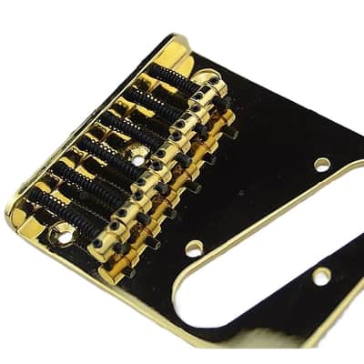 Gold Guitar Tele Style 6 Brass Saddles Bridge image 3