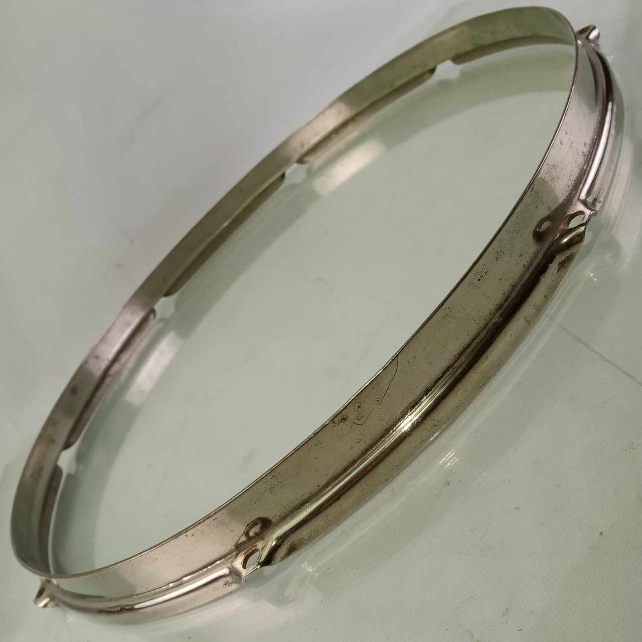 Ludwig/WFL 16"8Lug Floor Tom Drum Batter Rim/Hoop Stick-Chopper Nickel Brass NOB — main photograph