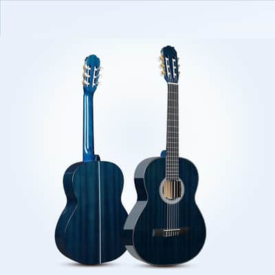 4/4 Classical Guitar, 39 Inch Full Size Nylon String Guitar for Beginner Adults, Full Classic Guitar Kit with Free Lessons, Gig Bag, Footstool, Capo, Tuner, Hanger and Strap (Glossy Blue) image 2