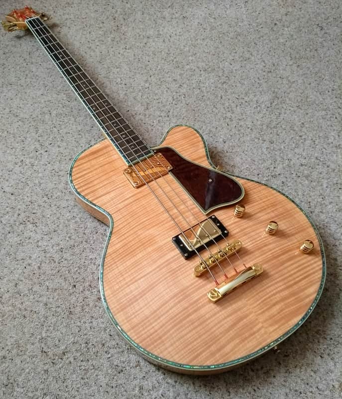 Peerless Smoked Bass Custom 2014 Flame Maple Natural Gloss, plus fitted hard case. image 1