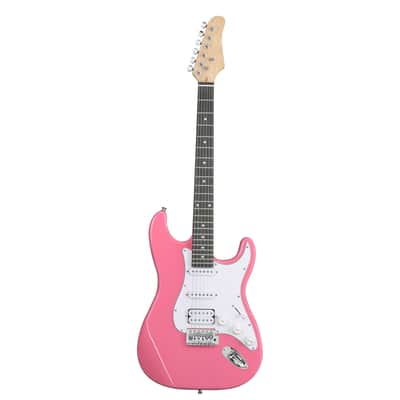 Cxxss KST Stylish H-S-S Pickup Electric Guitar Kit with 5W AMP Bag Guitar Strap Strings rose red image 5