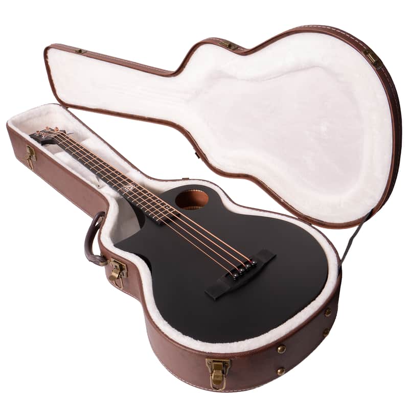 Lindo Left Handed Neptune V3 Short Scale (30") Electro Acoustic Bass Guitar & Premium HARD CASE - Matte Black image 1
