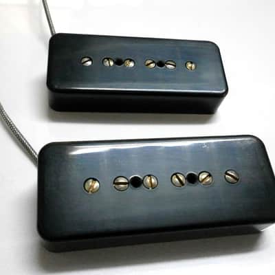 P90 relic/aged SOAP BAR Pickups set Black/Cream Vintage Fits Gibson Epiphone 50s  Alnico IV Q Custom image 7