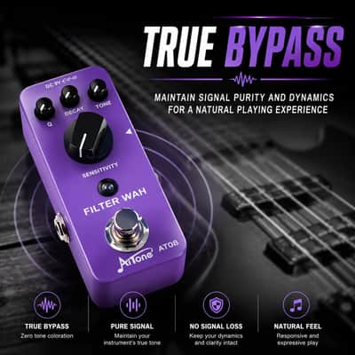 AITONE Wah Pedal Dynamic Auto Wah Guitar Effect Pedals Envelope Filter True Bypass for Electric Guitar and Bass (AT-08) image 5