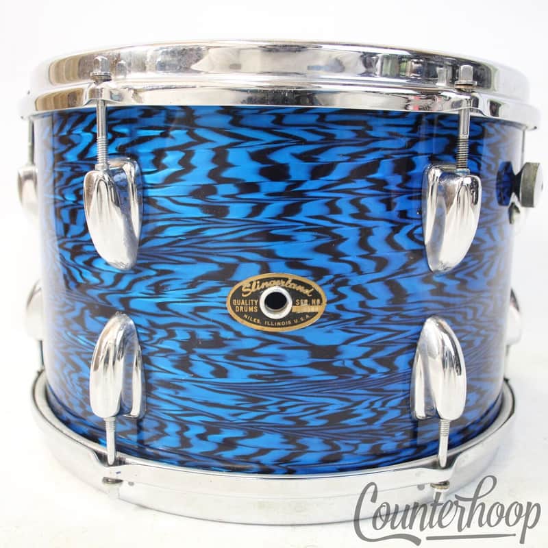 Slingerland 12x8"Blue Agate COB Brass Tom Drum Vintage 60s Sound King Stick-Save image 1