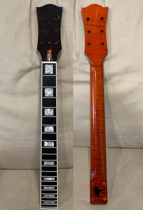 Warmoth Modern Tiltback Hombre Neck FLAME MAPLE SUNSET ORANGE GLOSS image 1