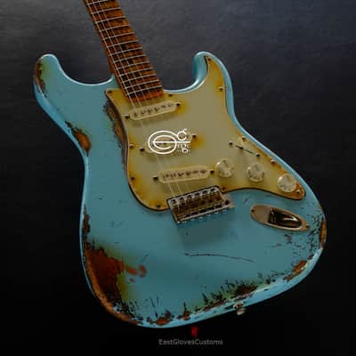 Fender Stratocaster  ST57- US SBL Sonic Blue Made in Japan Medium Aged Relic  RARE image 2