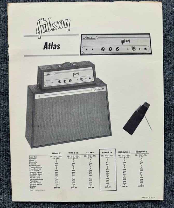 Gibson Atlas Amplifier Brochure From The 60's image 1