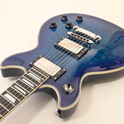 Agile AD-3200MCC Multi-Radius Blue Quilt Scale Electric Guitar with Binding and Trapezoid Inlays image 3