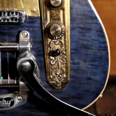 Postal Custom Memphis Rocket Blue Flamed Maple  F Hole Bigsby Duncan Little ’59™ Strat Pickups image 5