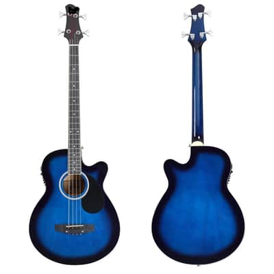 4 String Electric Acoustic Bass Guitar Rosewood Fingerboard Blue image 3