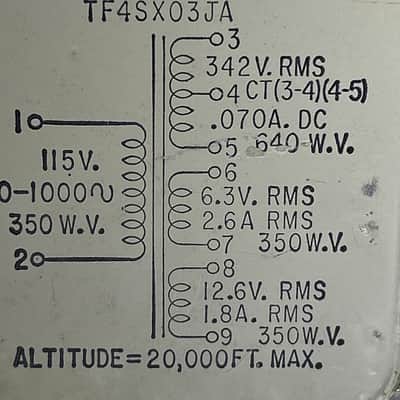 Freed TF4SXO3JA 1940-1966 - tube hi-fi/guitar amp mil-spec transformer image 8