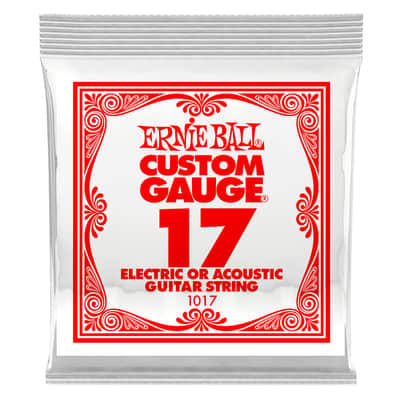 Ernie Ball Single Plain Steel .017 Electric or Acoustic Guitar String - P01017 image 2
