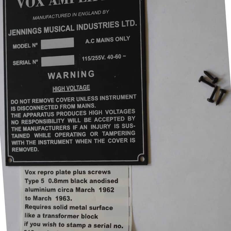 1962 – 1963 Vox Various black anodised aluminium