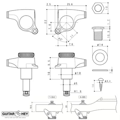 NEW Gotoh SGS510Z-P8 MGT 6 in line Locking Tuners Set 18:1 Gear Ratio - CHROME image 3